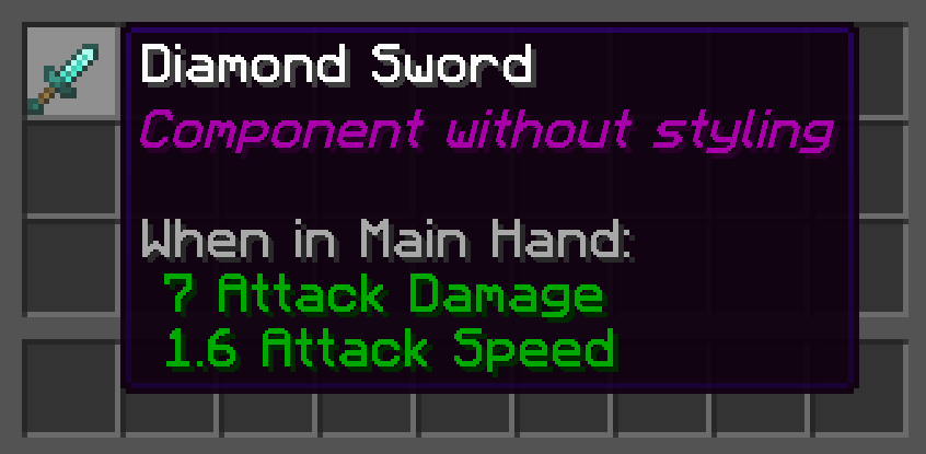 italicized and purple lore